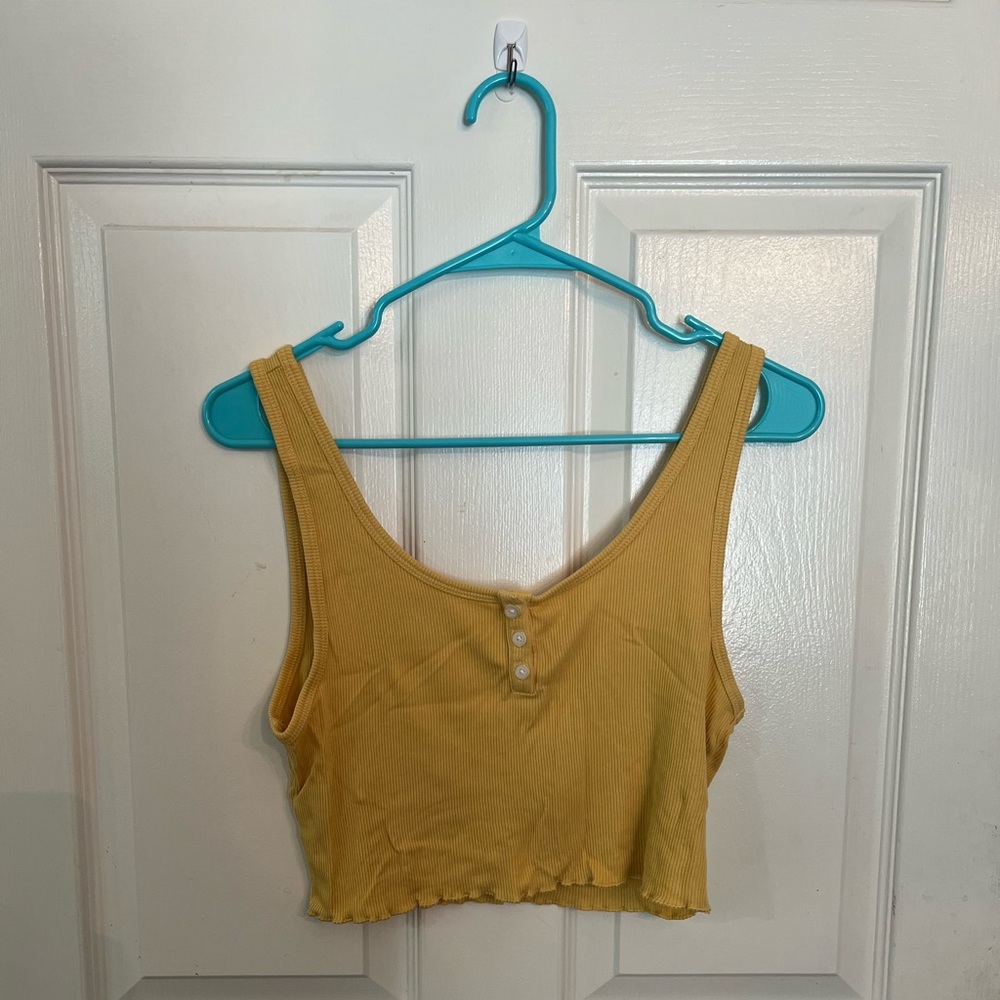 American Eagle Yellow Cropped Tank Top